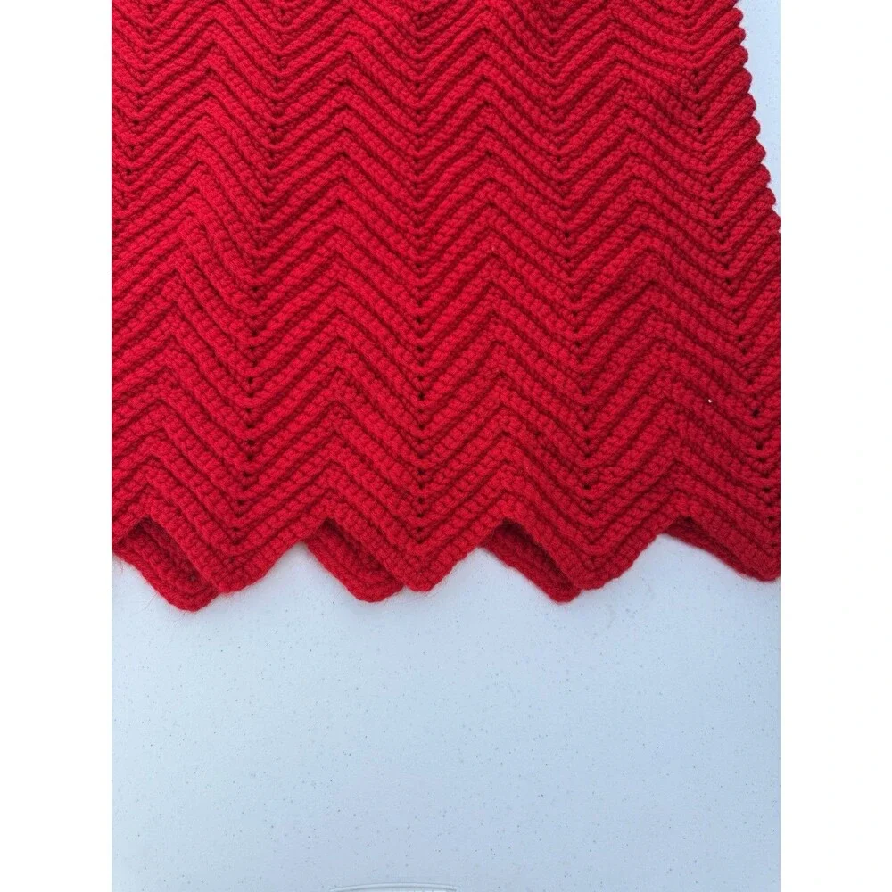 Red hand crocheted throw/Afghan/Christmas/ Holidays